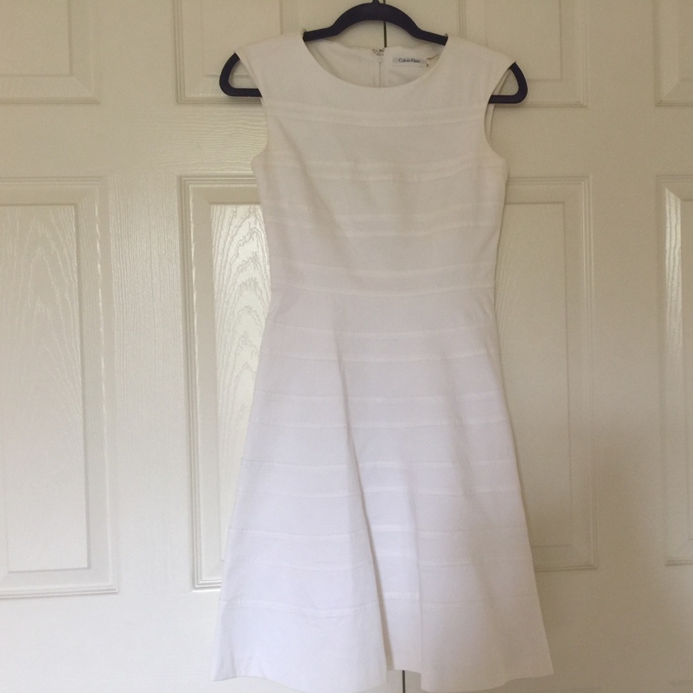 Calvin Klein white flare dress